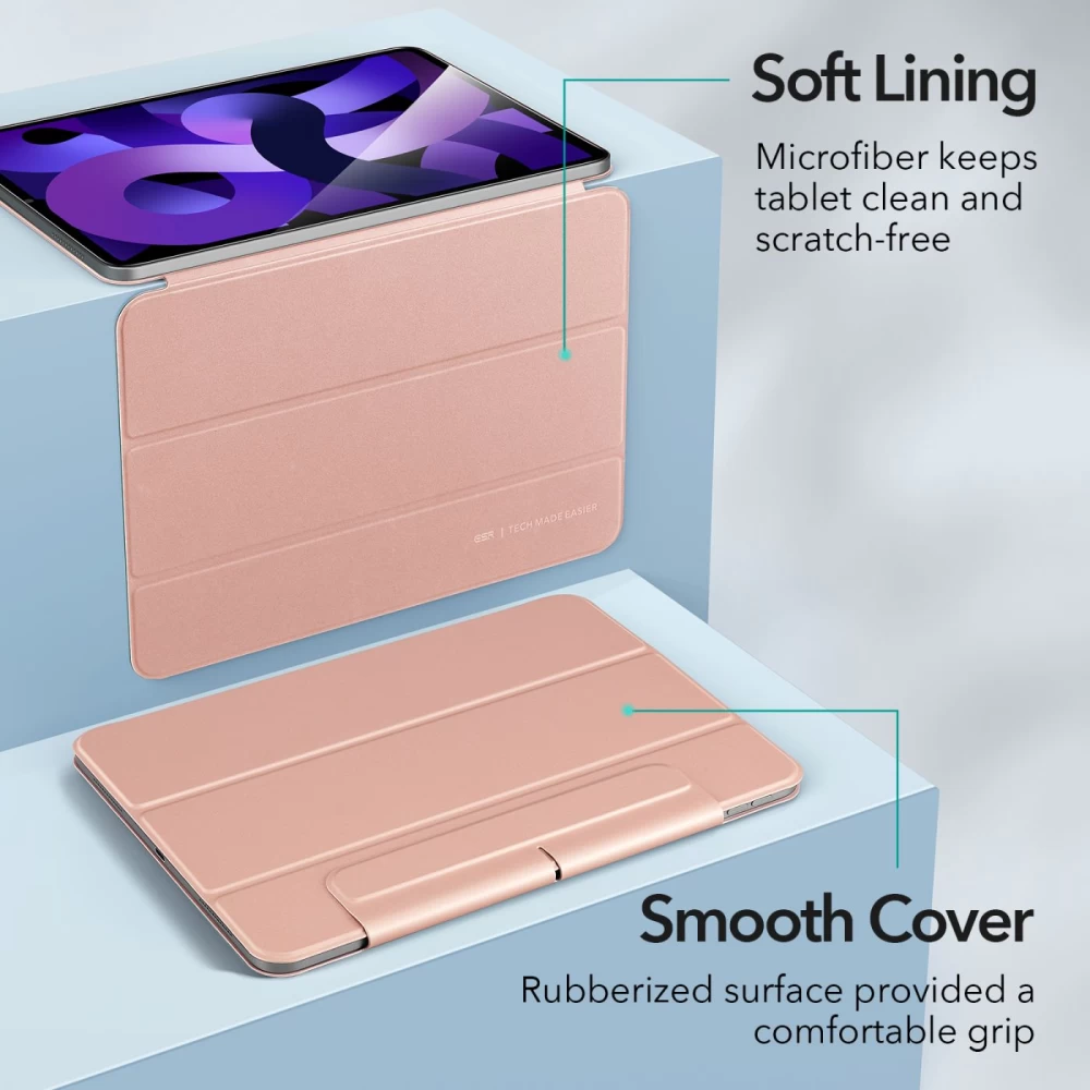 Apple iPad Air 5 (2022) tablet skal, fodral rosa ESR Rebound Magnetic