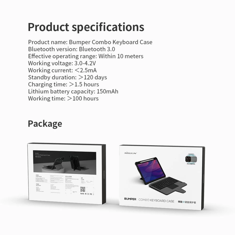 Samsung Galaxy Tab S8 maciņš melns Nillkin Bumper Combo Keyboard