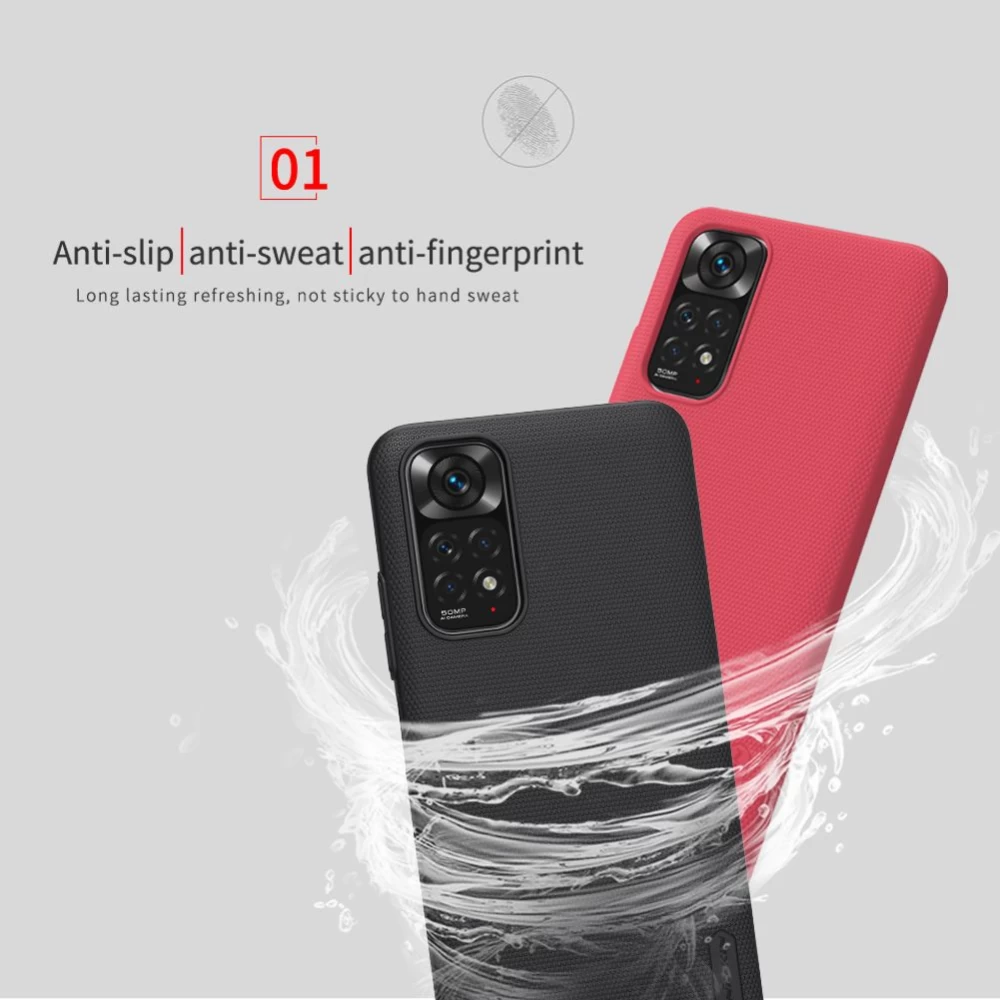 Xiaomi RedMi Note 11 Global dėklas raudonas Nillkin Super Frosted Shield
