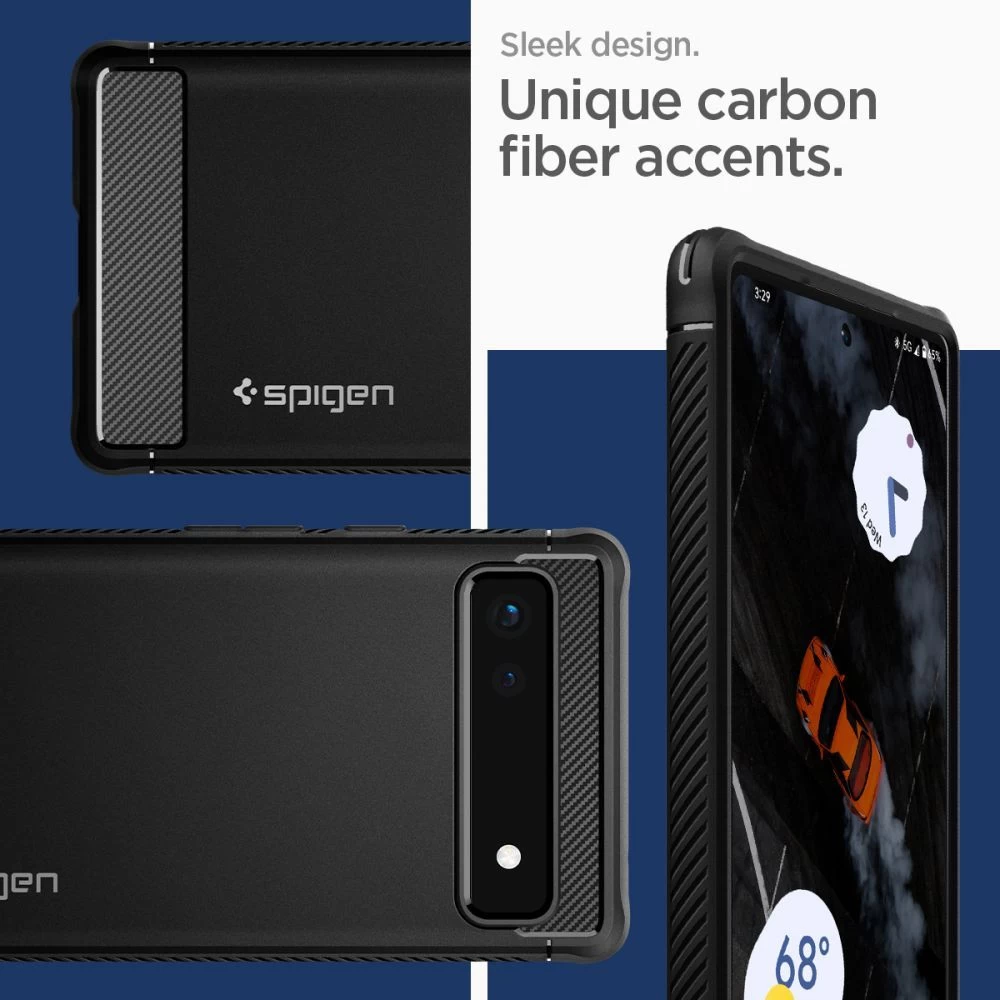 Google Pixel 6A dėklas Juoda SPIGEN Rugged Armor