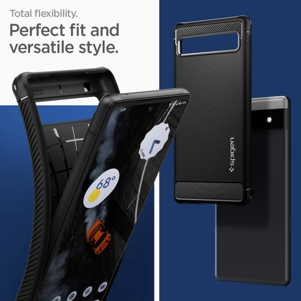 Google Pixel 6A dėklas Juoda SPIGEN Rugged Armor
