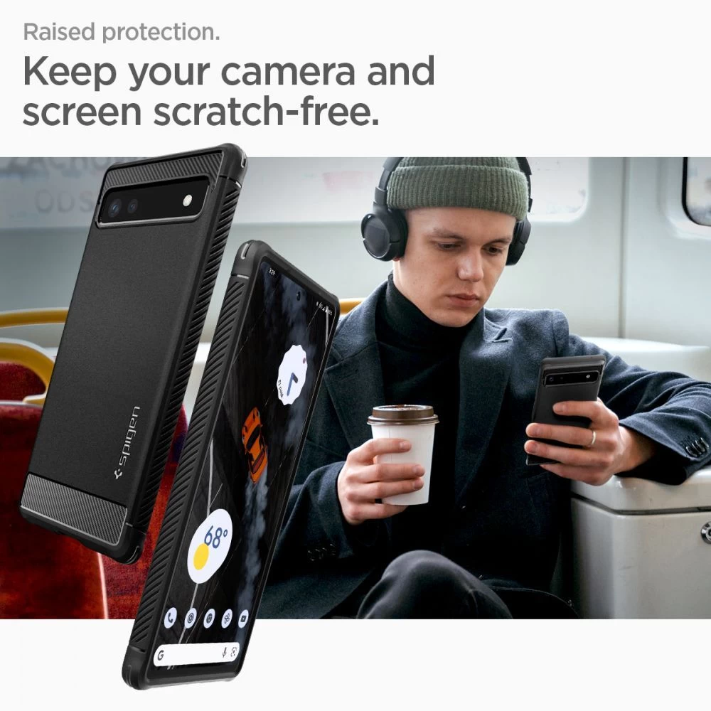 Google Pixel 6A dėklas Juoda SPIGEN Rugged Armor