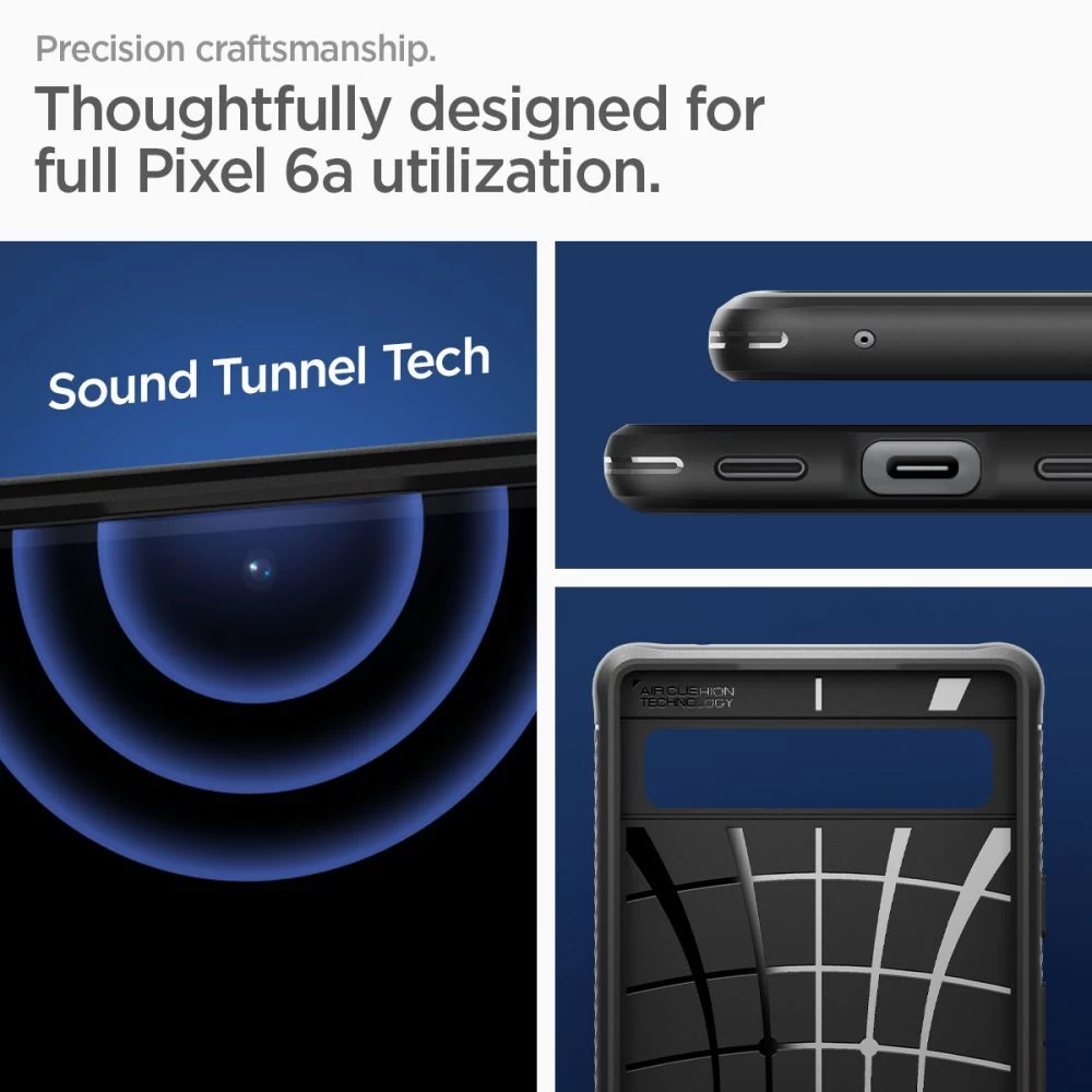 Google Pixel 6A dėklas Juoda SPIGEN Rugged Armor