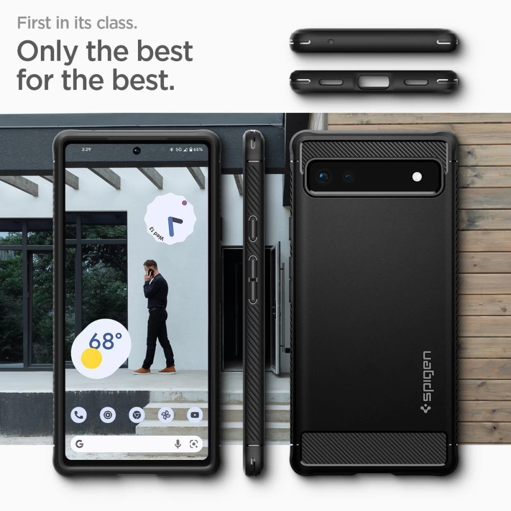 Google Pixel 6A dėklas Juoda SPIGEN Rugged Armor