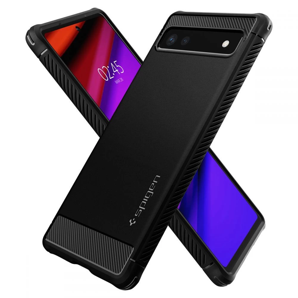 Google Pixel 6A dėklas Juoda SPIGEN Rugged Armor
