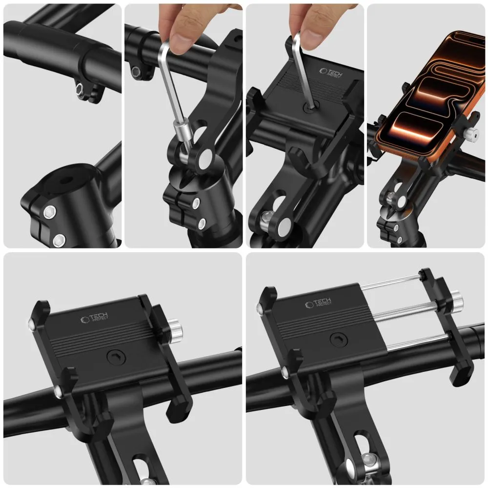 Velo telefona turētājs TECH-PROTECT V5 HANDLEBAR & STEM UNIVERSAL BIKE MOUNT Viedierīču melns