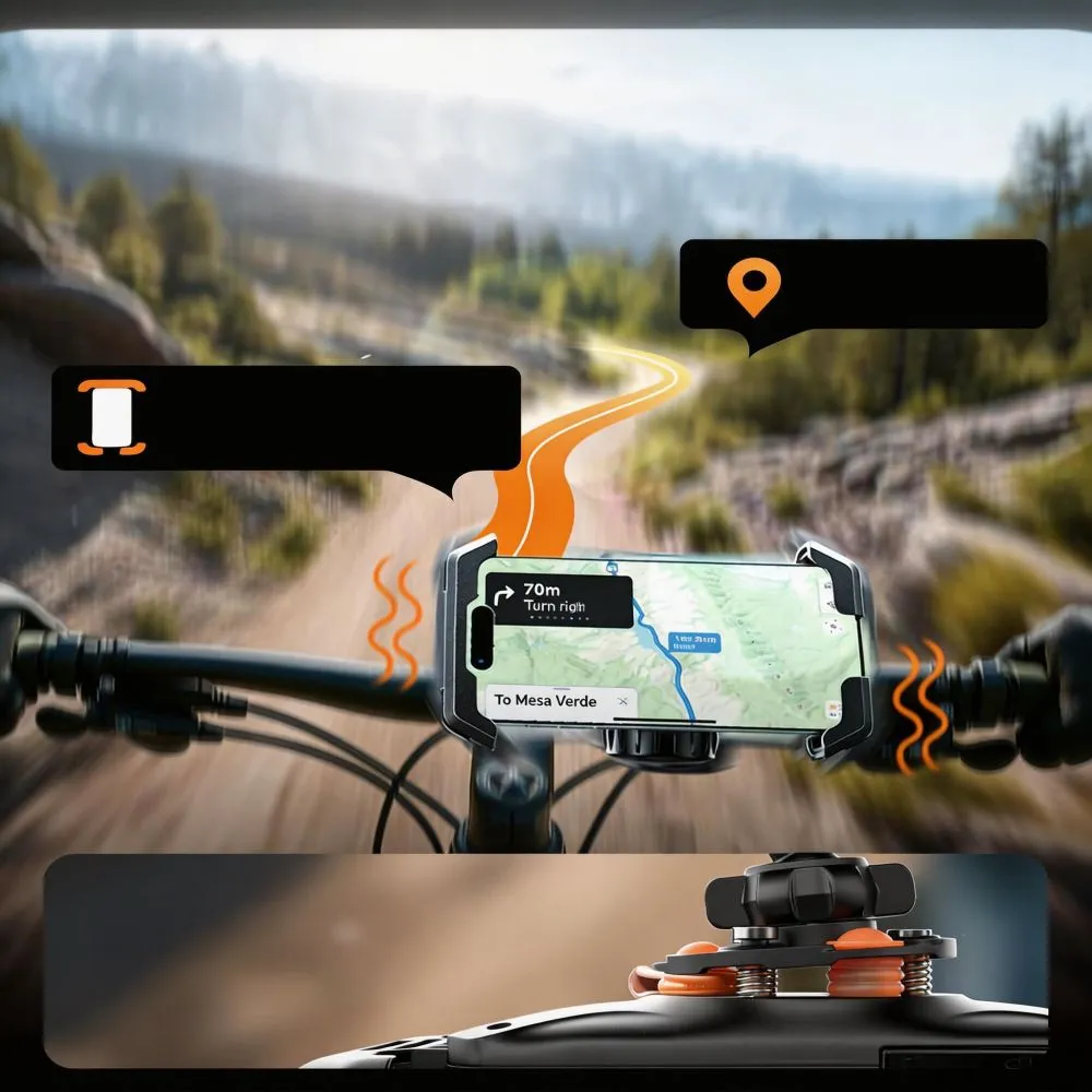 Velo telefona turētājs  TECH-PROTECT V7 UNIVERSAL BIKE & MOTORCYCLE MOUNT Viedierīču  melns