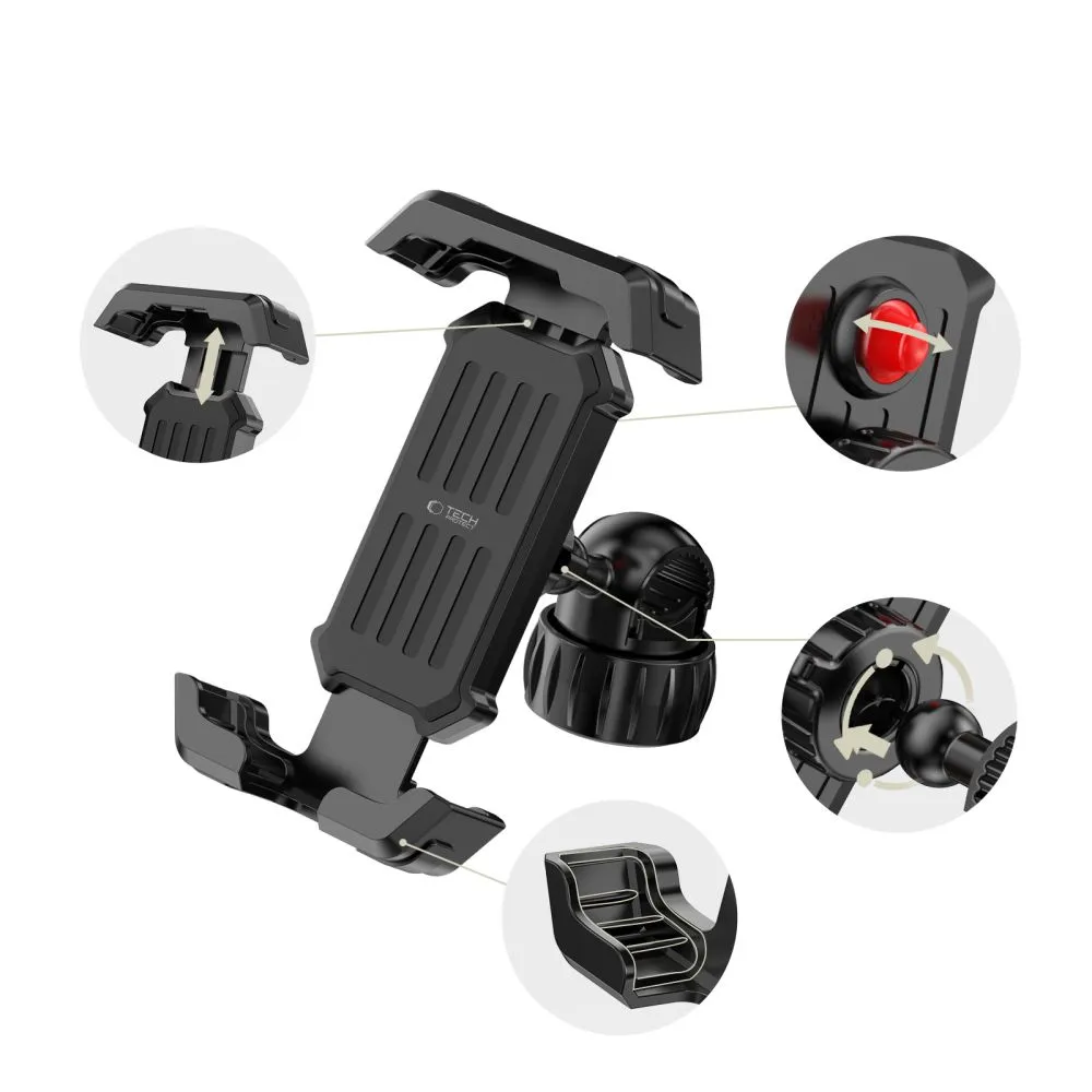 Velo telefona turētājs  TECH-PROTECT V6 UNIVERSAL BIKE & MOTORCYCLE MOUNT Viedierīču  melns