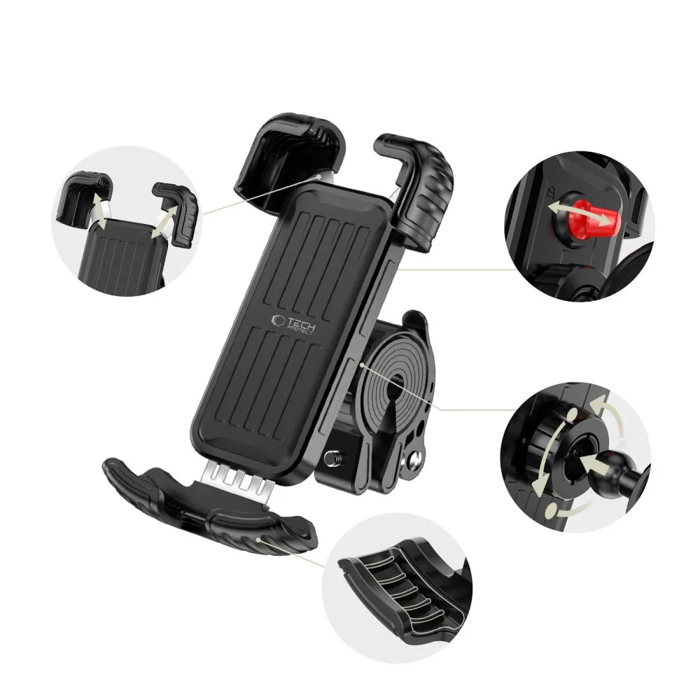 Velo telefona turētājs  TECH-PROTECT V7 UNIVERSAL BIKE & MOTORCYCLE MOUNT Viedierīču  melns