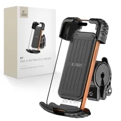  Velo telefona turētājs Viedierīču Aksesuāri TECH-PROTECT V7 UNIVERSAL BIKE & MOTORCYCLE MOUNT