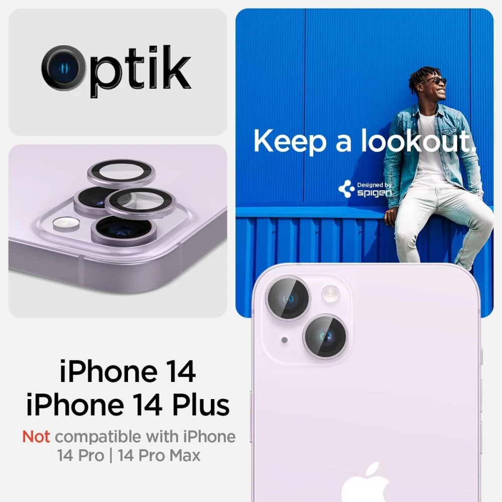Apple iPhone 14 apsauginis stiklas  SPIGEN OPTIK.TR EZ FIT CAMERA PROTECTOR (2-pack)