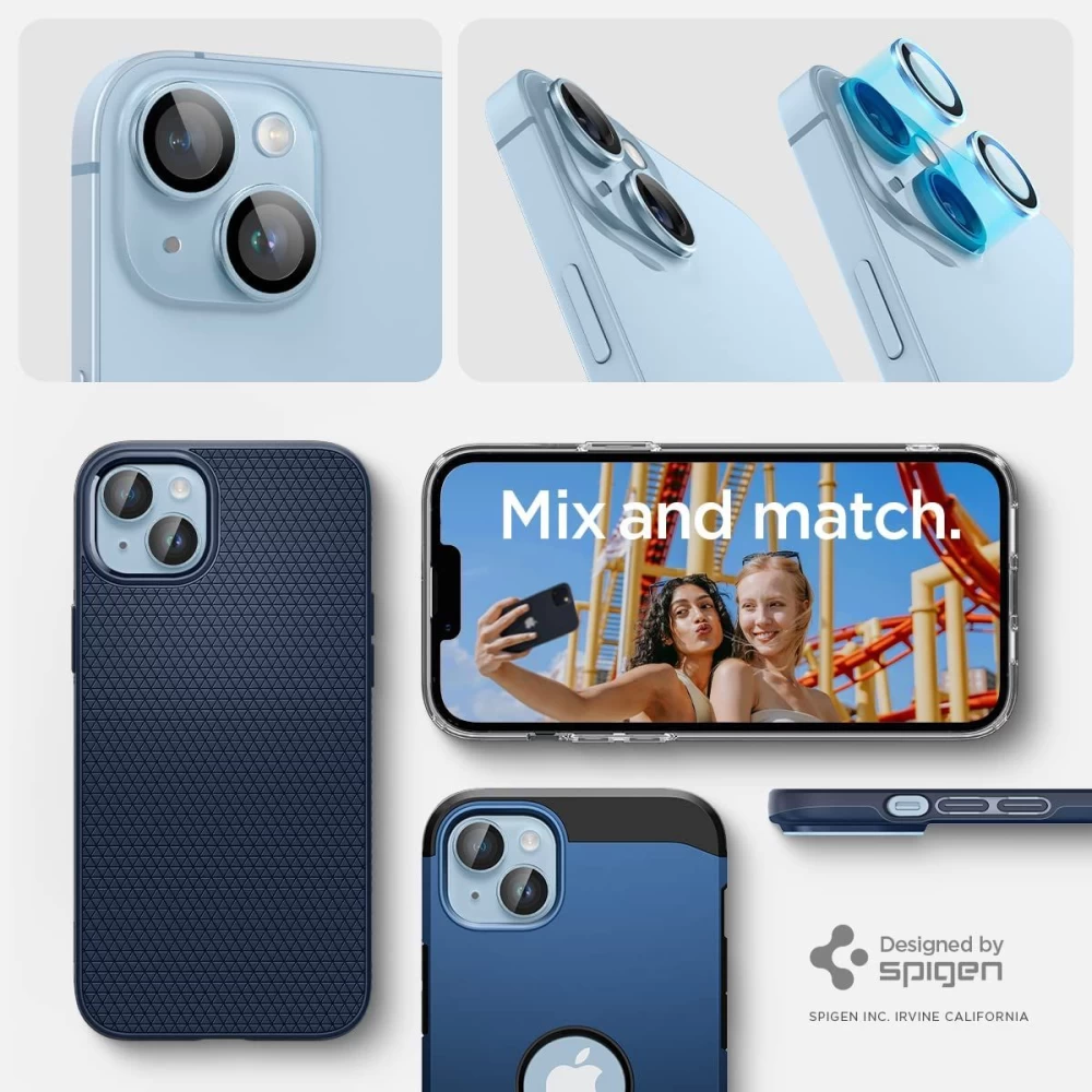 Apple iPhone 14 apsauginis stiklas mėlyna SPIGEN OPTIK.TR EZ FIT CAMERA PROTECTOR (2-pack)