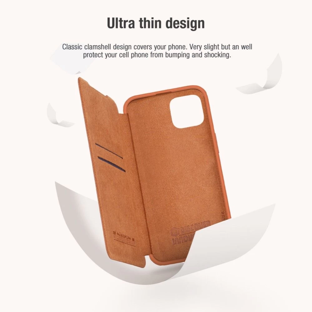 Apple iPhone 14 suojakotelo ruskea Nillkin Qin Pro Leather