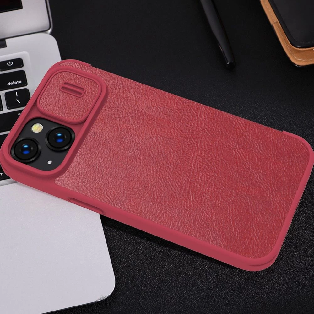 Apple iPhone 14 suojakotelo ruskea Nillkin Qin Pro Leather