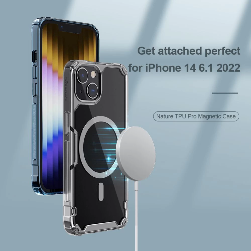 Apple iPhone 14 suojakuori läpinäkyvä sininen Nillkin TPU Pro Magnetic