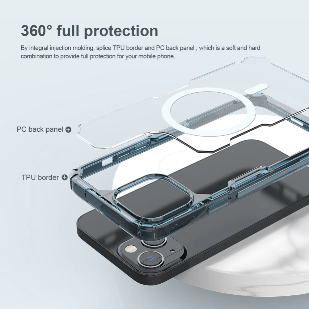 Apple iPhone 14 suojakuori läpinäkyvä sininen Nillkin TPU Pro Magnetic