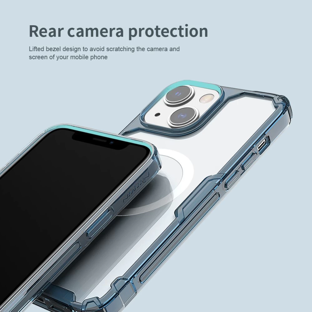 Apple iPhone 14 suojakuori läpinäkyvä sininen Nillkin TPU Pro Magnetic