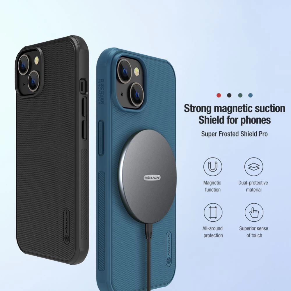 Apple iPhone 14 suojakuori musta Nillkin Super Frosted Shield Magnetic