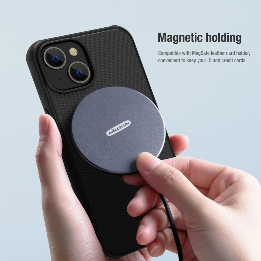 Apple iPhone 14 suojakuori musta Nillkin Super Frosted Shield Magnetic