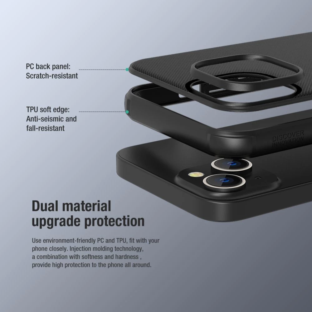 Apple iPhone 14 suojakuori musta Nillkin Super Frosted Shield Magnetic