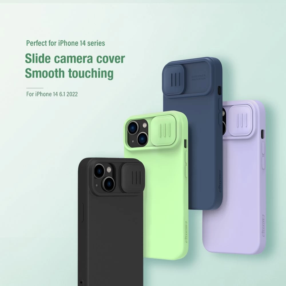 Apple iPhone 14 suojakuori musta Nillkin CamShield Silky Silicon