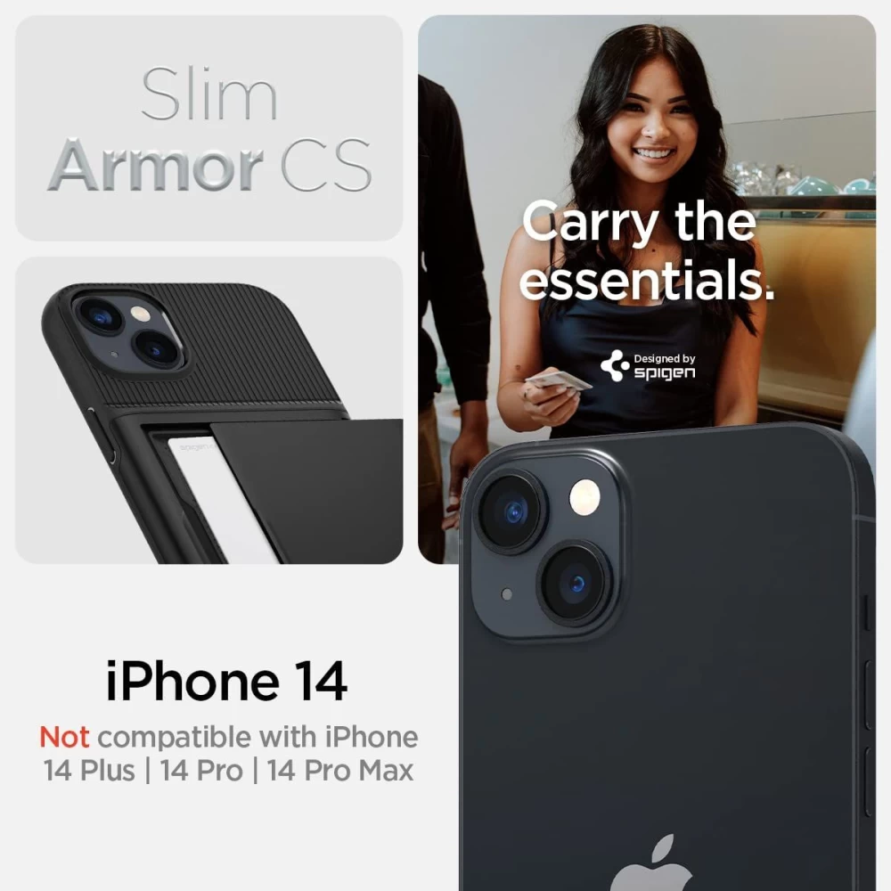 Apple iPhone 14 suojakuori musta SPIGEN SLIM ARMOR CS