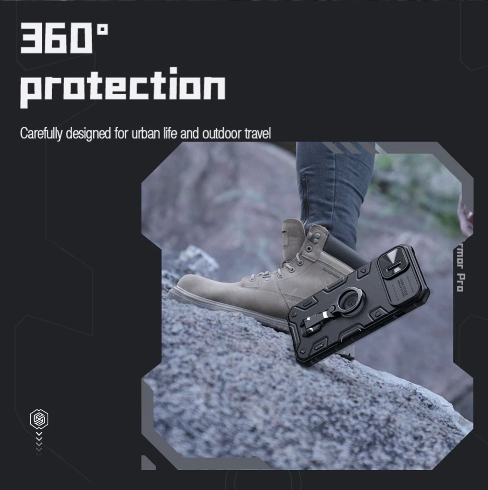 Apple iPhone 14 suojakuori musta Nillkin CamShield Armor Pro