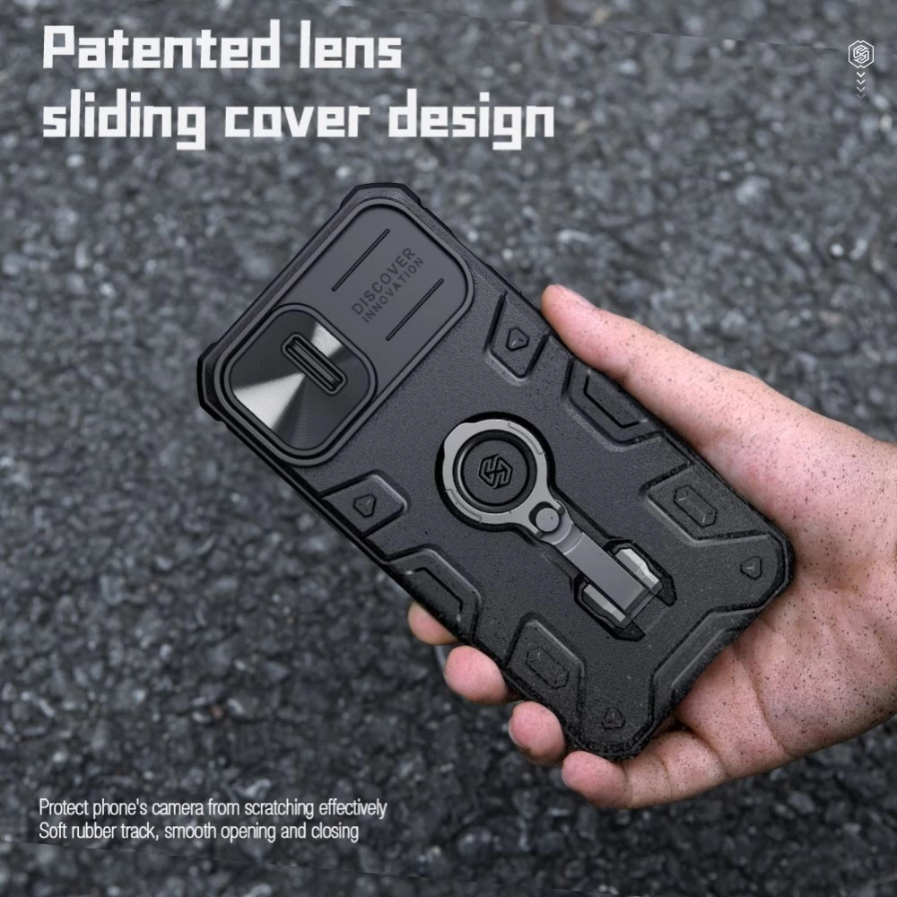 Apple iPhone 14 suojakuori musta Nillkin CamShield Armor Pro Magnetic