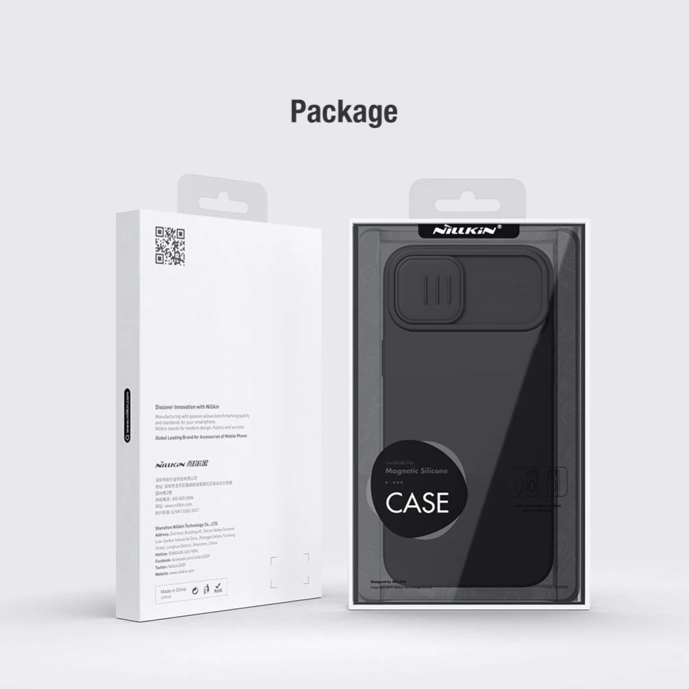 Apple iPhone 14 suojakuori musta Nillkin CamShield Silky Magnetic Silicon
