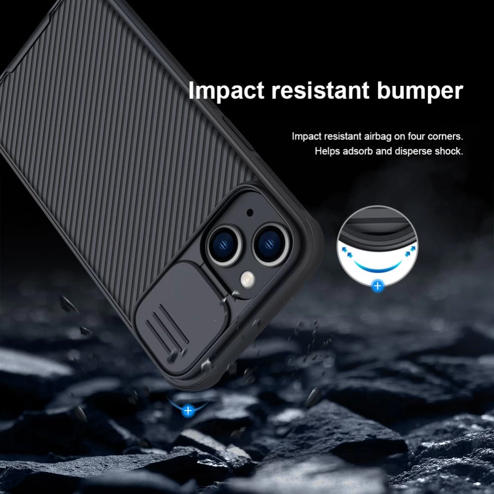 Apple iPhone 14 suojakuori musta Nillkin CamShield Pro Magnetic