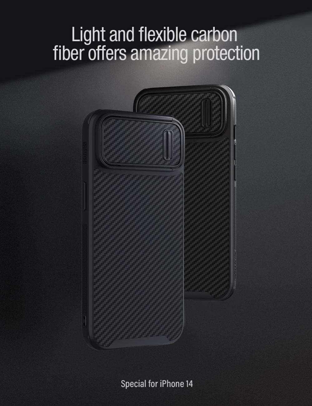 Apple iPhone 14 suojakuori musta Nillkin Synthetic Fiber S