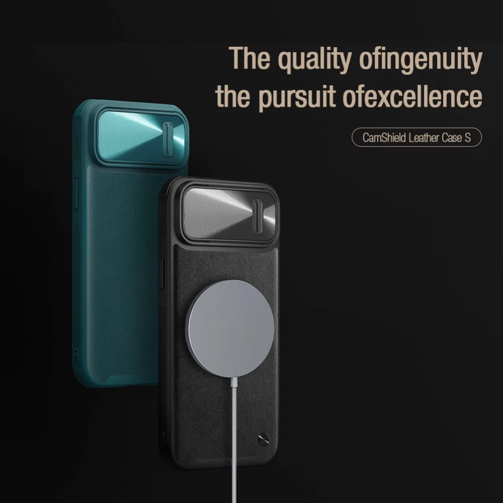 Apple iPhone 14 suojakuori musta Nillkin CamShield Leather S Magnetic