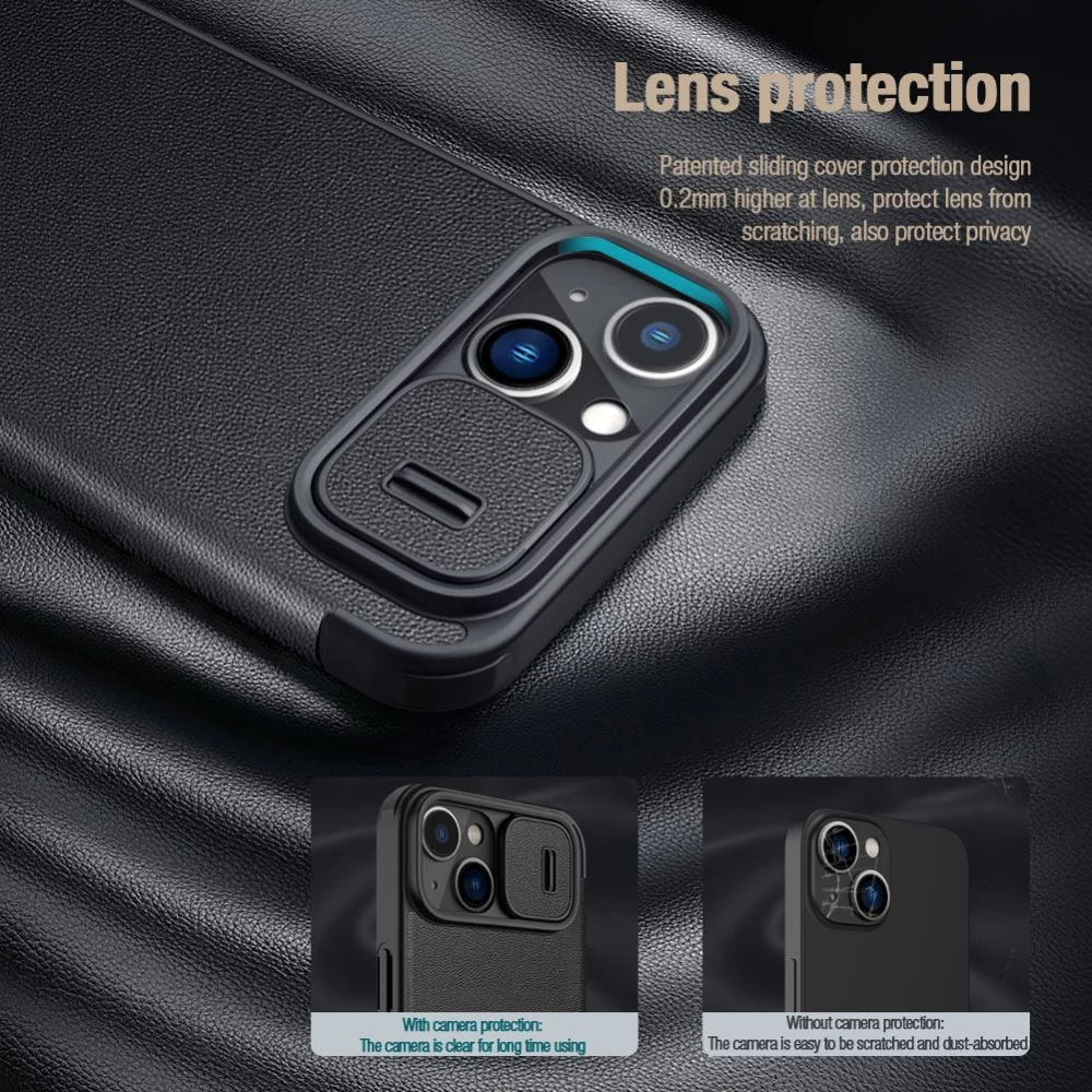 Apple iPhone 14 suojakotelo harmaa Nillkin Qin Pro Leather (Cloth Version)