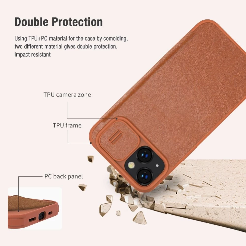 Apple iPhone 14 suojakotelo punainen Nillkin Qin Pro Leather