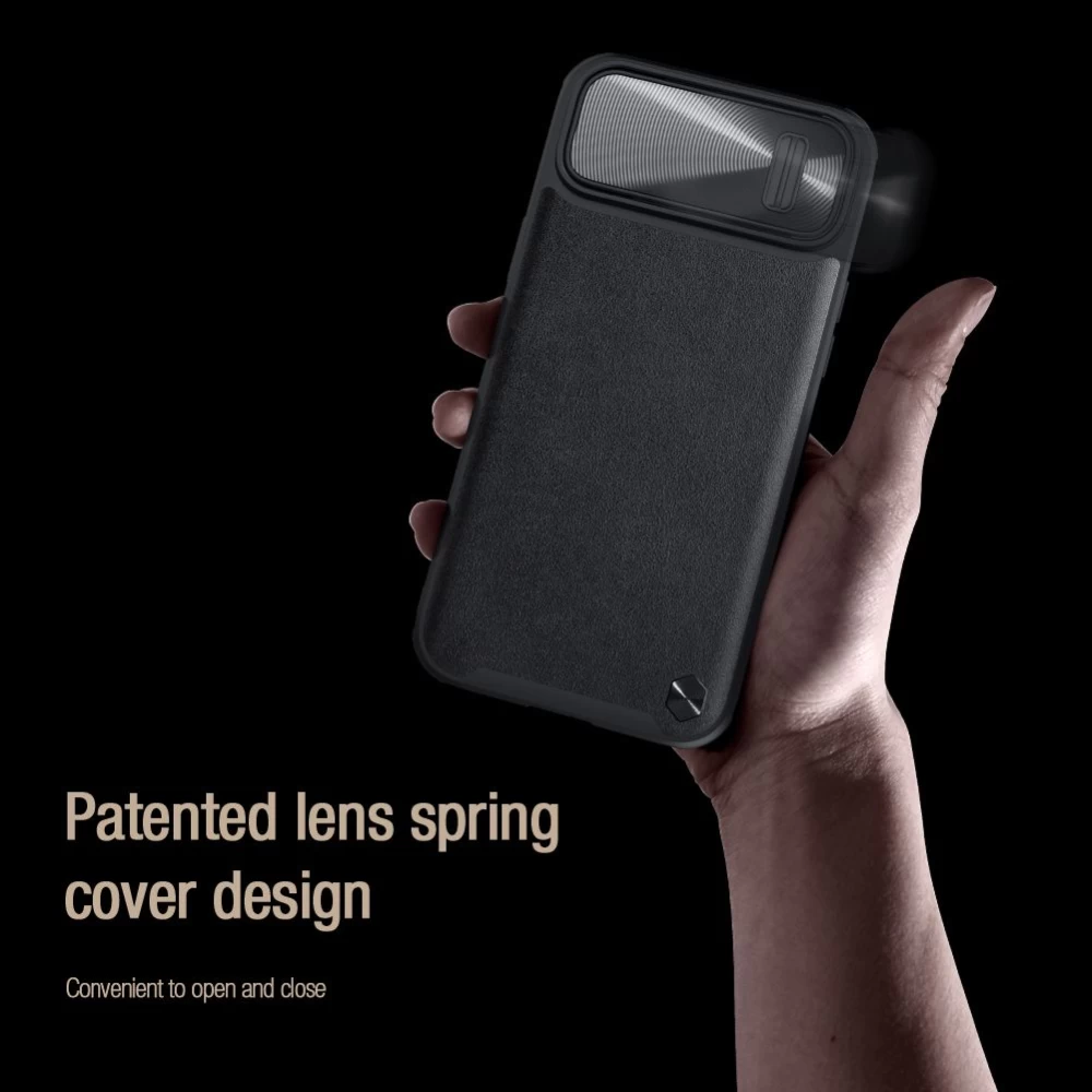 Apple iPhone 14 ümbris roheline NILLKIN CAMSHIELD LEATHER S MAGNETIC