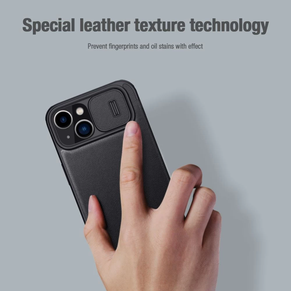 Apple iPhone 14 suojakotelo sininen Nillkin Qin Pro Leather (Cloth Version)