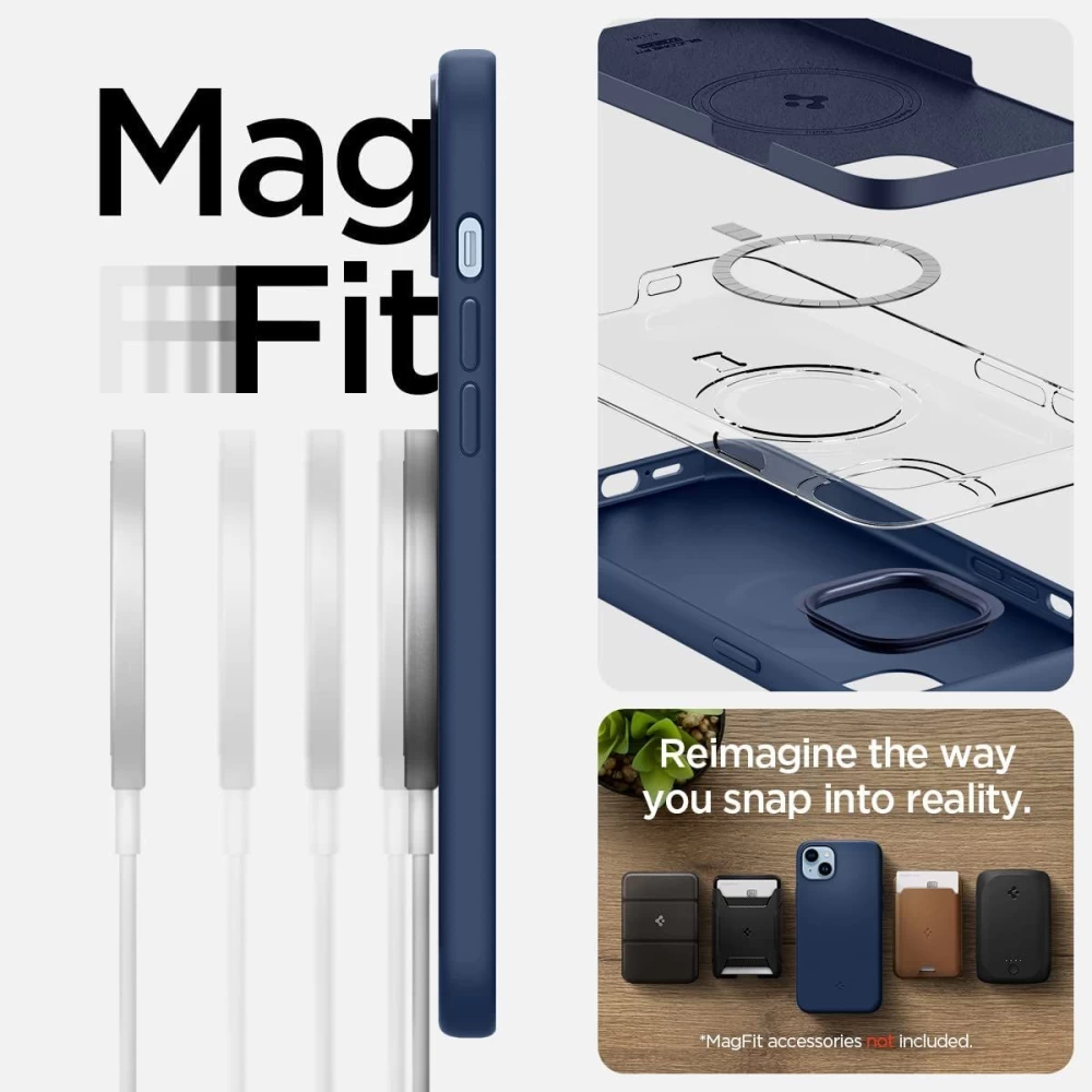 Apple iPhone 14 ümbris sinine SPIGEN SILICONE FIT MAG MAGSAFE