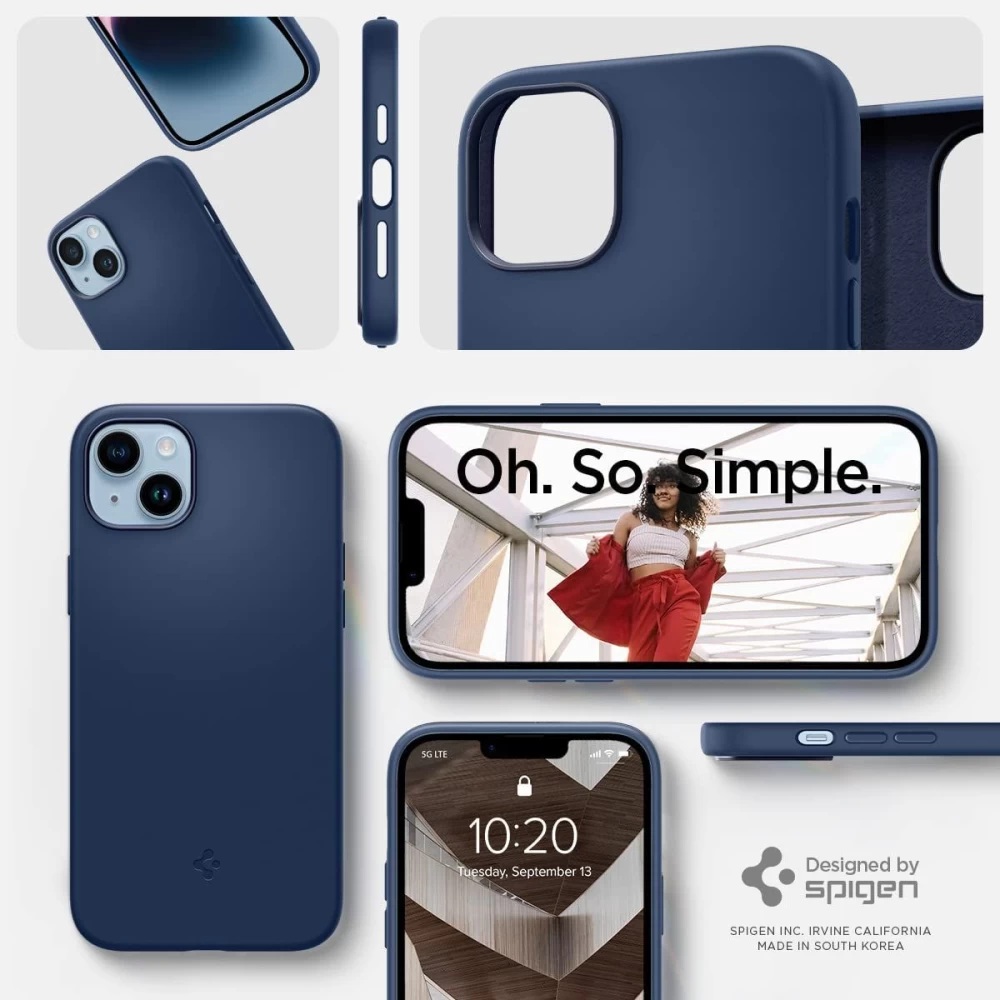 Apple iPhone 14 ümbris sinine SPIGEN SILICONE FIT MAG MAGSAFE