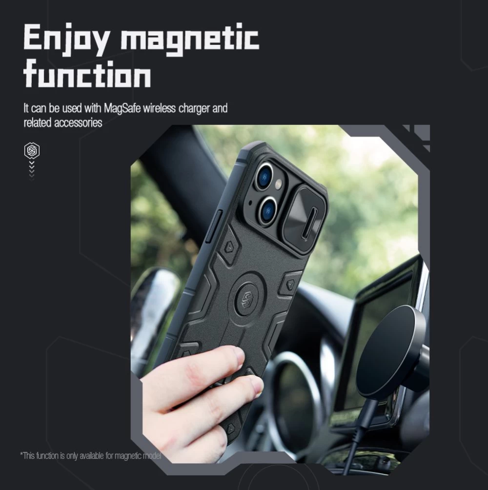 Apple iPhone 14 suojakuori sininen Nillkin CamShield Armor Pro Magnetic