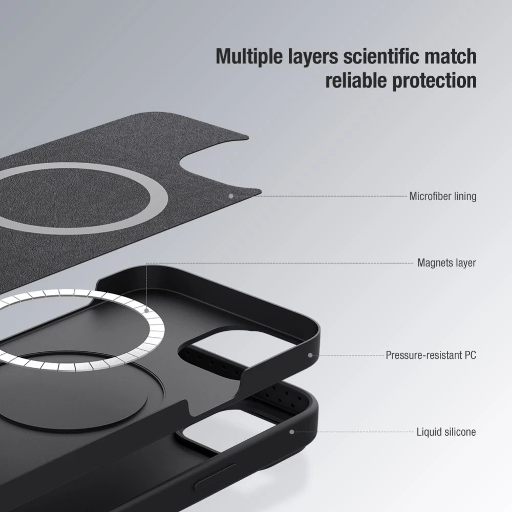 Apple iPhone 14 suojakuori sininen Nillkin CamShield Silky Magnetic Silicon