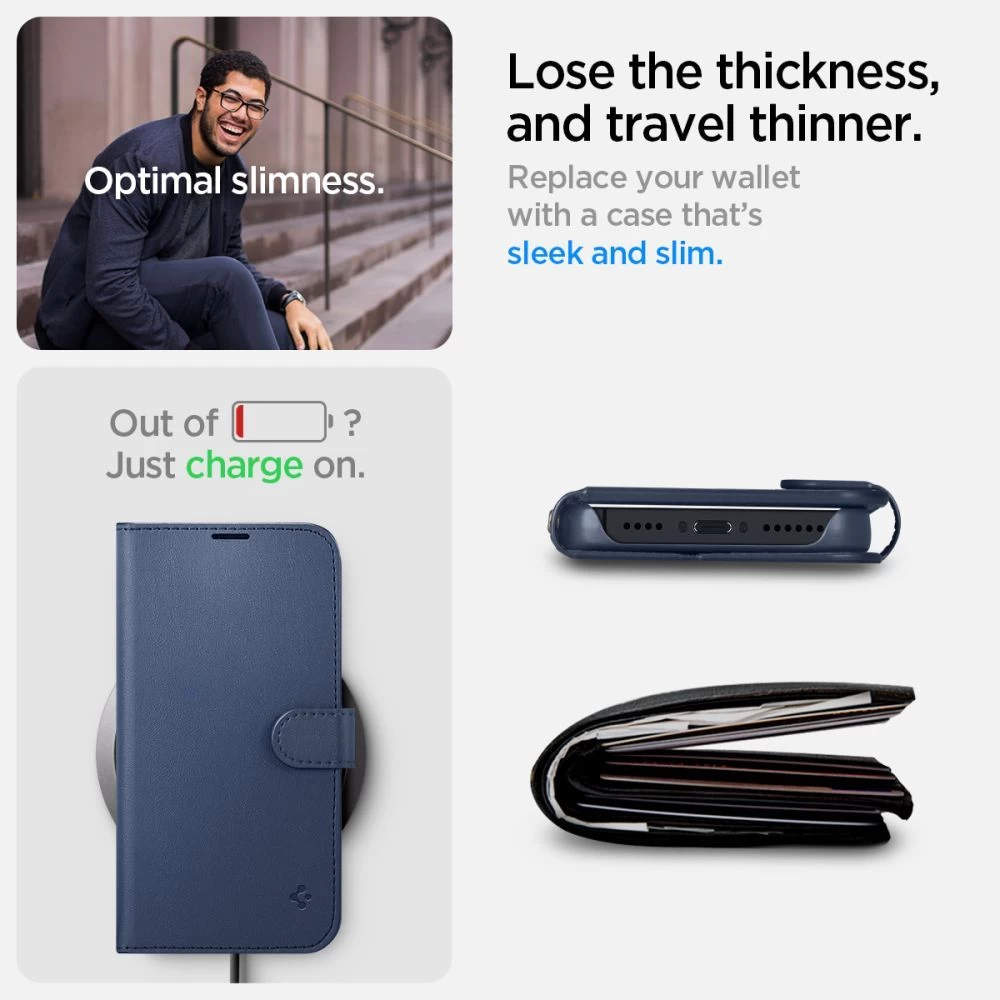 Apple iPhone 14 suojakotelo sininen SPIGEN WALLET S
