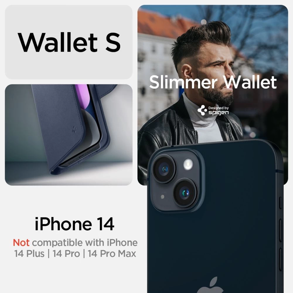 Apple iPhone 14 suojakotelo sininen SPIGEN WALLET S