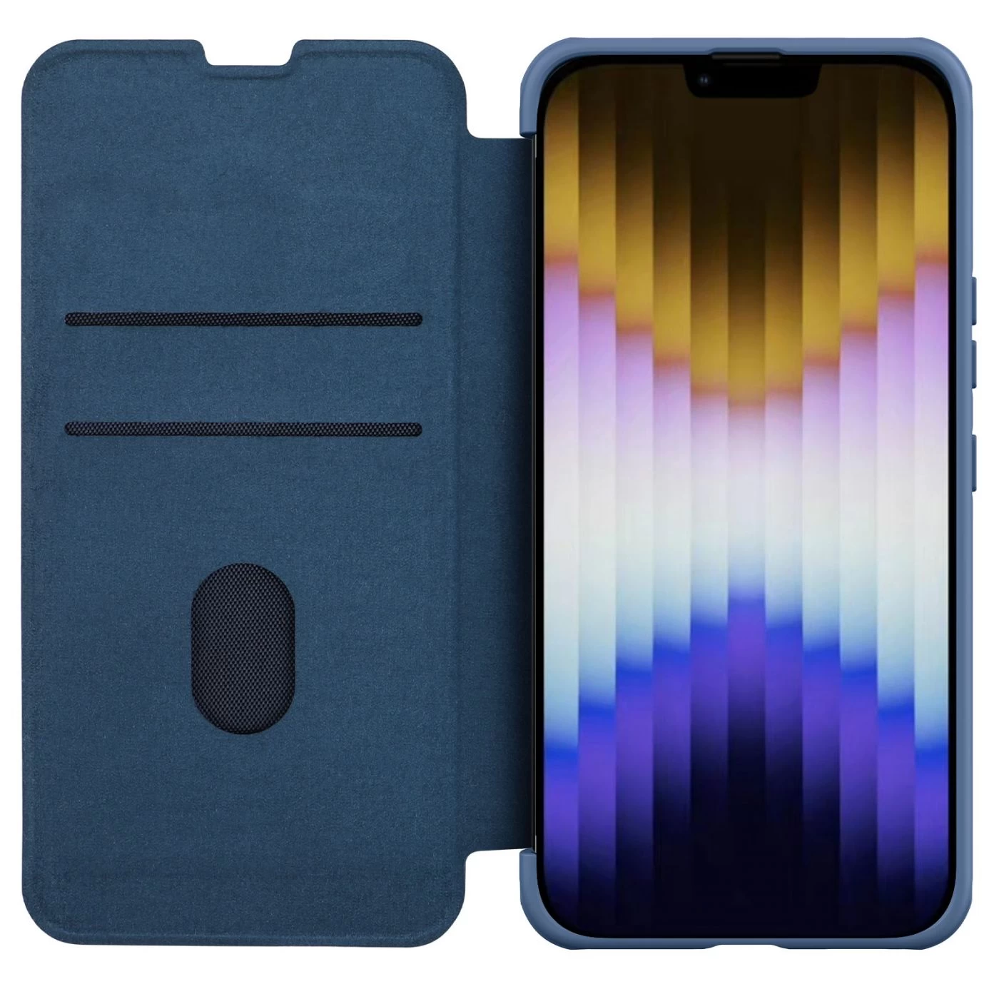 Apple iPhone 14 suojakotelo sininen Nillkin Qin Pro Leather (Cloth Version)