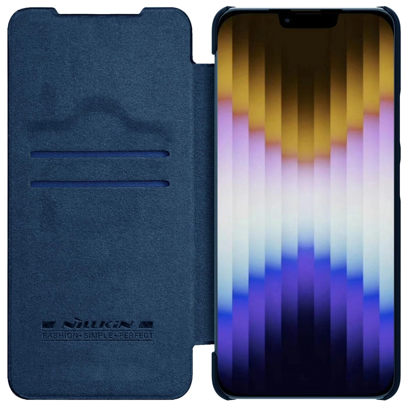 Apple iPhone 14 suojakotelo sininen Nillkin Qin Pro Leather