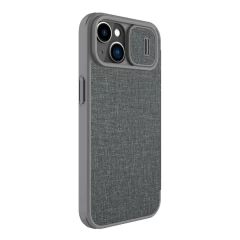 Apple iPhone 14 suojakotelo harmaa Nillkin Qin Pro Leather (Cloth Version)