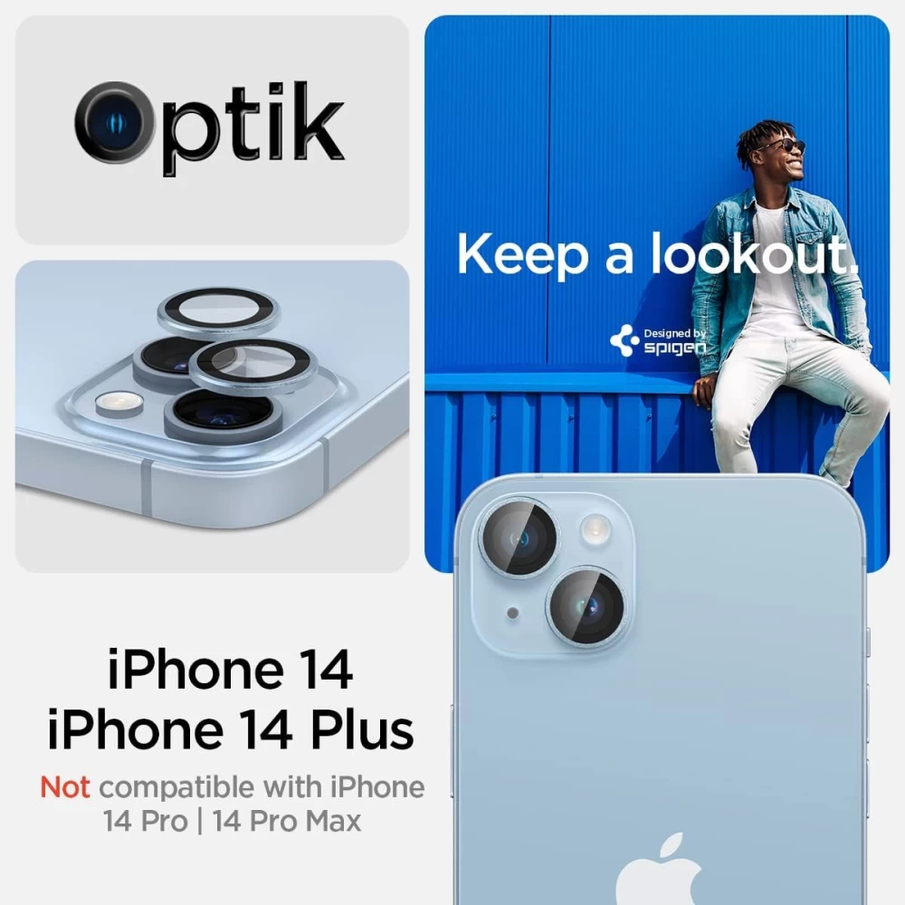Apple iPhone 14 Plus apsauginis stiklas mėlyna SPIGEN OPTIK.TR EZ FIT CAMERA PROTECTOR (2-pack)