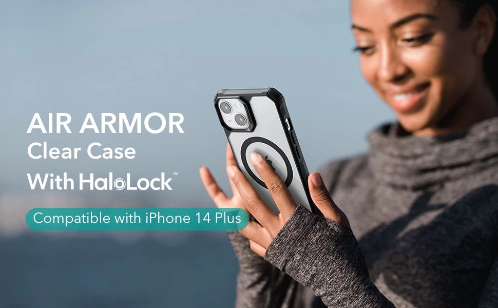 Apple iPhone 14 Plus case transparent gray ESR AIR ARMOR HALOLOCK MAGSAFE