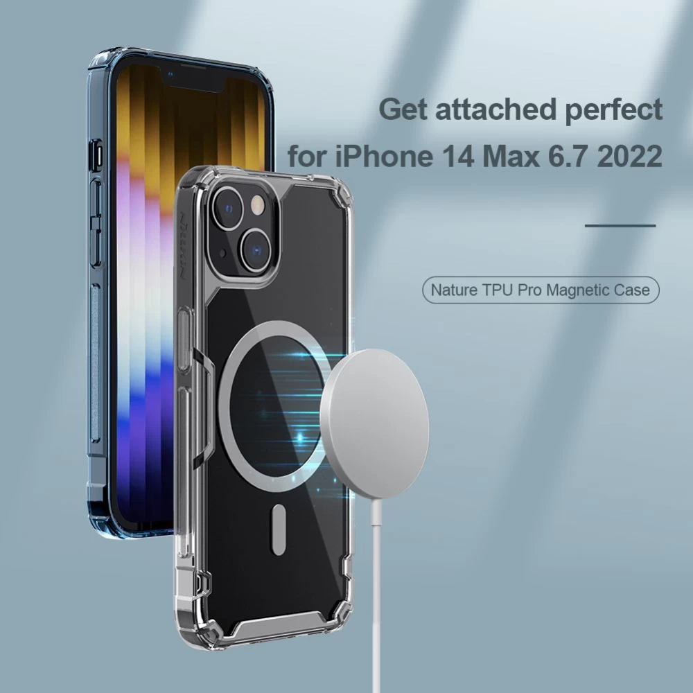Apple iPhone 14 Plus suojakuori läpinäkyvä sininen Nillkin TPU Pro Magnetic