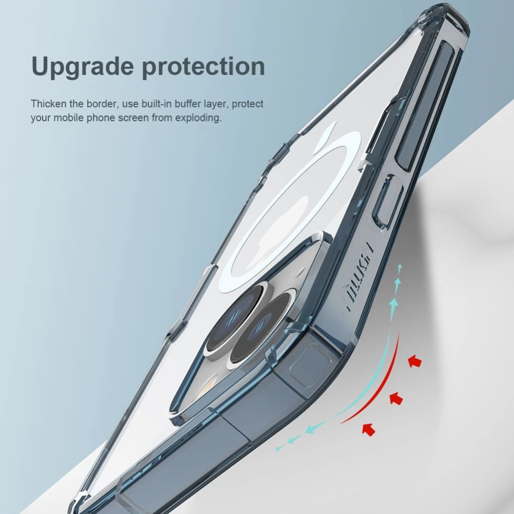 Apple iPhone 14 Plus suojakuori läpinäkyvä sininen Nillkin TPU Pro Magnetic