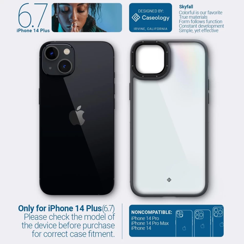 Apple iPhone 14 Plus suojakuori musta CASEOLOGY SKYFALL